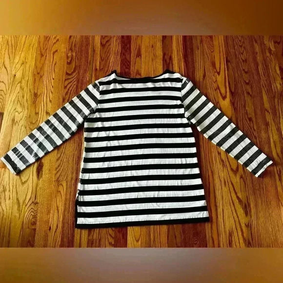 Joan Vass White with Black Sequin Striped Shirt SZ. 3/XL - Picture 8 of 8